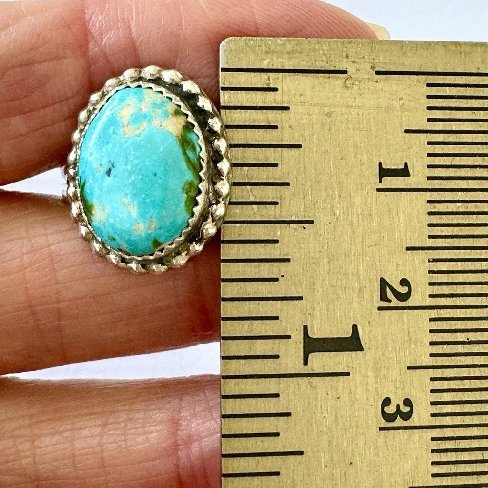 Navajo Turquoise Ring Sz 8 Sonoran Gold Signed Begay Dainty Sterling Native Amer
